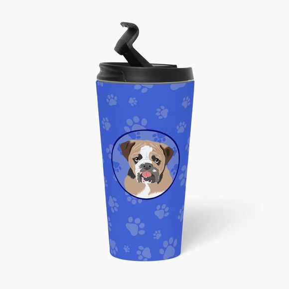 English Bulldog Tricolor #4 Stainless Steel 16 oz Tumbler, Blue - Picture 3 of 4